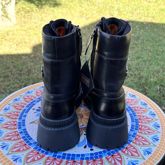 Harley-Davidson Women’s Sz 7 Kavan Lace Side-Zip Ankle Boot D65001 Black Leather - Picture 6 of 10